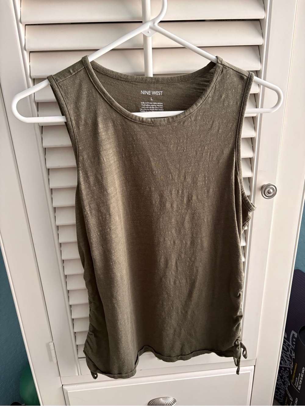 Nine West Olive Tank with Side Tie Detail